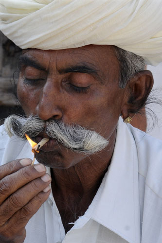 Bishnoi having a smoke