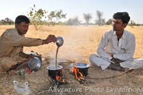 Preparing tea on safari