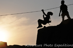 Riding the zip line